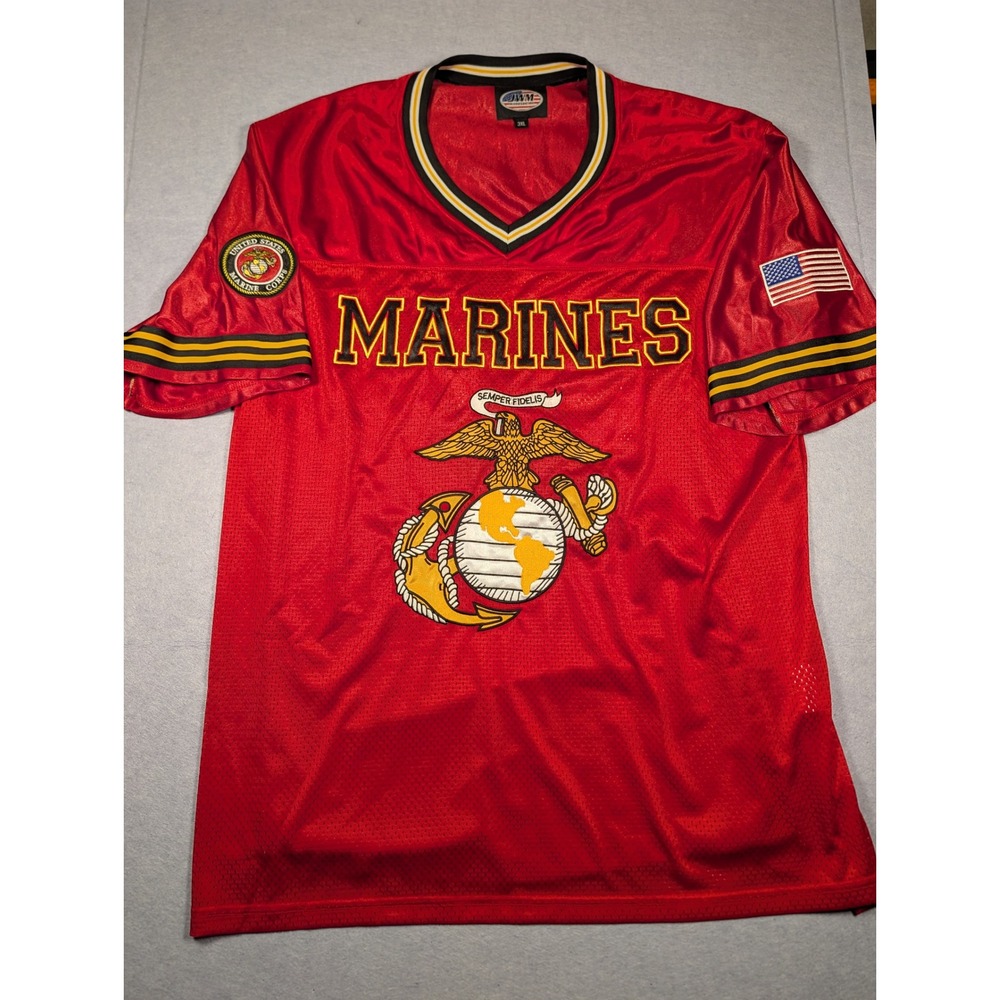 JWM US Marine Corps Jersey Mens 3XL Red Semper Fi Mesh Football Shirt Excellent
